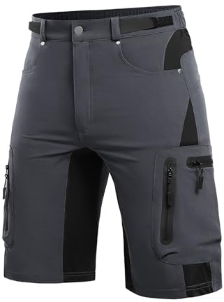 Cycorld Kurz MTB Hose Herren: Leichte lockere Fahrradhose | 6-Taschen, schnelltrocknend, atmungsaktiv, 4-Wege-Stretch, wasserabweisend, elastischer Bund, für MTB, Trail und Wandern