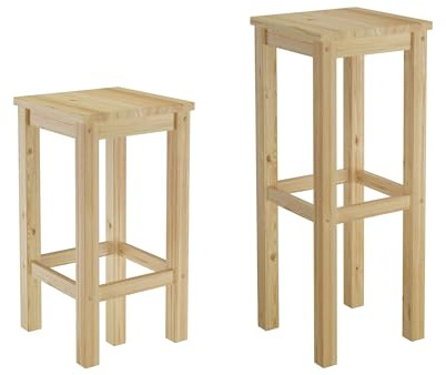 Erst-Holz Barhocker Kiefer Massivholz Tresenhocker Wählbar in 60 oder 80
