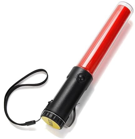 Candeon Bâton De Contrôle De La Circulation, 26cm Trafic Bâton Lumineux Pour Le Contrôle De La Circulation, Baguette De Signalisation Lampe De Poche De Circulation Avec Modes Clignotants Et Aimant