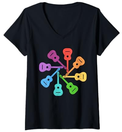 Damen Gitarre Gitarrist Gitarrenspieler Vintage Gitarren T-Shirt mit V-Ausschnitt
