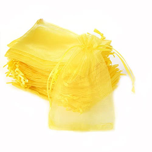 30 Stück Organza Säckchen Zum Befüllen,Organzabeutel Geschenkbeutel Kordelzug Säckchen Organzasäckchen für Festival Party Hochzeit Bonbonsbeutel,Schmuckbeutel Lavendel Geschenk Säckli,10x15cm Gelb