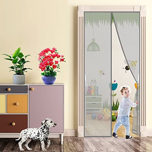 Insektenschutzrollo Fliegengitter für Fenster, 260x260cm Fliegengitter Magnet Tur Selbstbausatz Automatisches Schließen, Grau, 663 Größe
