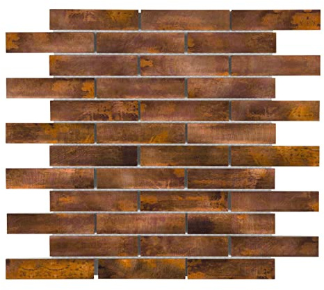 Modket Brick Joint Antique Copper Style Aluminum Metallic Mosaic Tile Mesh Mounted Backsplash Kitchen/Bathroom/Accent Wall AM-304 (5 Sheets)