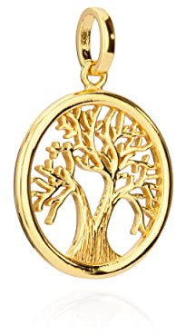 NKlaus ciondolo albero della vita argento 925 placcato oro antimacchia 17mm amuleto 10317