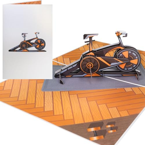 Sweetpopup® 3D Pop-Up Karte Hometrainer – Glückwunschkarte für Fitness-Fans, Sportler & Gymer – Geschenk für Geburtstag, Motivation & Training – Handgefertigt aus edlem Metallic-Papier - 062