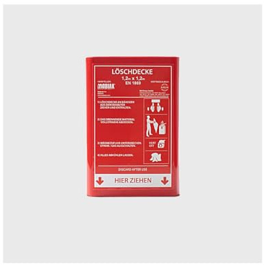 Löschdecke 120 x 120 cm | EN/DIN 1869/2001 | Brandschutzdecke | Problemlose Branderstickung | Feuerdecke | Branddecke | Feuerschutzdecke
