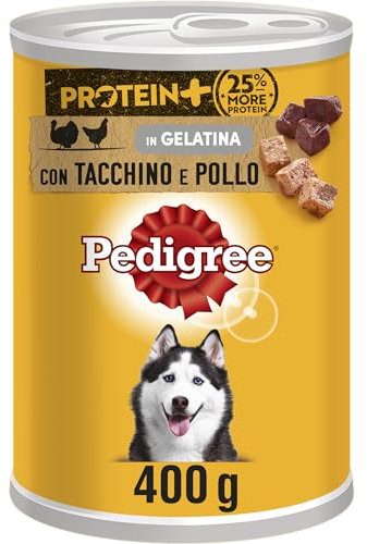 Pedigree Protein + Pastete mit Truthahn und Huhn, Nassfutter für Hunde, 12 Dosen à 400 g