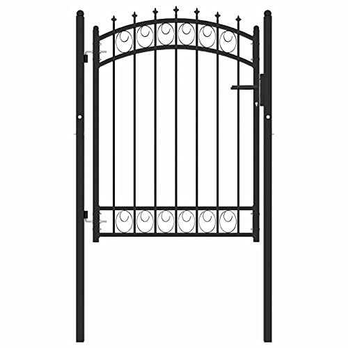 Festnight Gartentor Metall 100x125 cm Gartentür Zauntor Hoftor Zauntür Tür Tor Abschließbar Einfahrtstor Gartenpforte Einzeltor Pforte mit Pfosten Flügeltore Stahl
