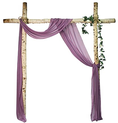Yurosiay Hochzeitsbogen Deko Chiffon Vorhang Hochzeit Romantisch Tüll Fotovorhang Freihandbogen Querbehang Deko Drapierstoff Hochzeit für Fotografie Party Geburtstag 600 x 70 cm Lila
