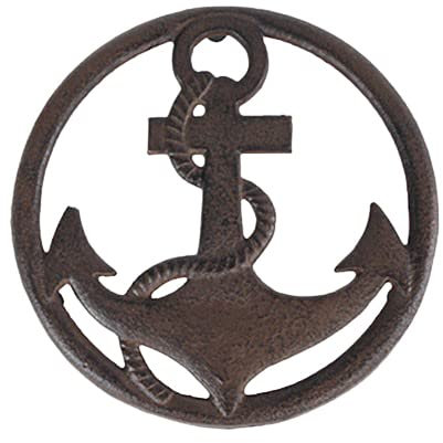 Annastore Topfuntersetzer Anker aus Gusseisen zum Hänger oder Stellen Ø 20 cm - Wandskulptur Anker zum Hängen - Untersetzer Anker aus Eisen - Wanddeko Anker aus Gusseisen im Vintage-Look