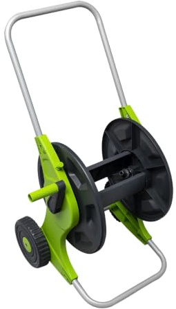 WERKA PRO Dévidoir sur Roues - Capacité 60 m Tuyau Ø 12,5mm ou 45m Ø 15mm - Acier Galvanisé et Plastique Robuste - Rangement Mobile pour Tuyau d'Arrosage Jardin