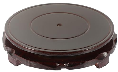 Yardwe Présentoirs De Vase En Bois: Base Rétro Chinoise Base De Bonsaï Circulaire Rotative Base De Théière De Piédestal De Pot De Fleurs Pour La Décoration De Bureau À Domicile