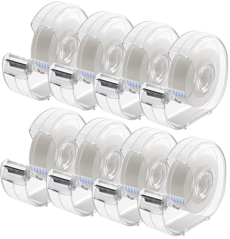 ALSISK Transparent Tape with Dispenser and Refills,Clear Tape for Home,School and Office Supplies,0.7x1000 Inch, 8 Pack