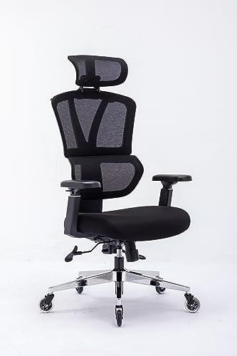 Chair Master Ergonomic High Back Office Chair | Roller Blade Casters | Mesh Chair | for Executives, Office Goers, Work from Home Set up | 3D Armrests, Adjustable Headrest
