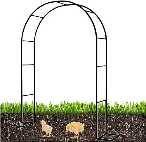 GueTTO Rosenbogen aus Metall Schwarz Verzinkt Hochzeitsbogen Rankhilfe Gartenbogen Rankgitter Rosen Bogen Edelstahl Rankbogen Hochzeit Torbogen,Einfache Montage, mit Sockel,W350*H220cm
