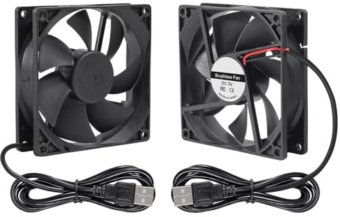2 ventilateurs 9225, 92 x 92 x 25 mm, DC 5 V, 92 mm x 25 mm, refroidisseur USB sans balais, ventilateur PC, ventilateurs de refroidissement de boîtier PC DIY de rechange à roulement à billes de 92 mm