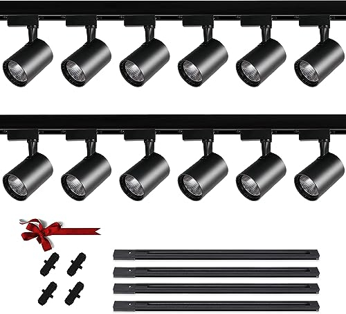 Bravsekai Kit de rieles y cabezales de iluminación de riel iluminados, 20W 4000K Nature White Plug in LED Track Lights Compatible con el sistema de luces de riel tipo H con rieles de riel de 4x1m