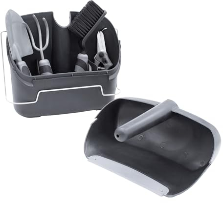 Caja de herramientas de jardín para balcón, 6 piezas, juego de herramientas para jardinería, juego de herramientas de jardín con pala, rastrillo, tijeras de rosas, para plantas en maceta, flores de