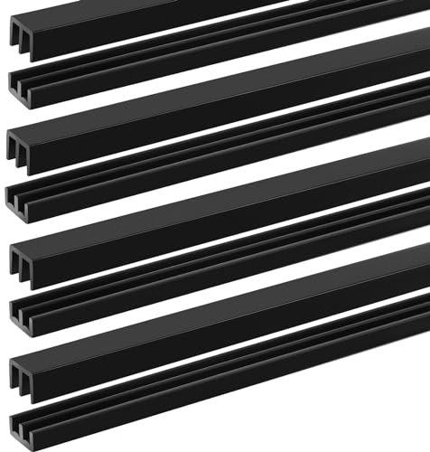 Landical 4FT Sliding Door Track for 1/8 Thick Panels Closet Glass Doors Plastic Cabinet Door Track Window Sliding Track(Black, 4 Sets)