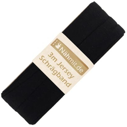 Nähmit - Jersey Schrägband - elastisches vorgefalztes Einfassband 3 Meter x 20mm