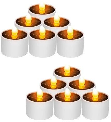 DZAY 12 Stück Solar Kerzen Outdoor Wasserdicht IP42 LED Teelichter,Solarkerzen Außen Wasserdicht Solar Teelichter Flammenlose Kerzen Flackern Teelichter Kerze Lichter für Außen,Hochzeit,Party Camping