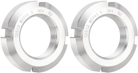 QUARKZMAN M27 x 1.5mm - 2pz Fissaggio Dadi Tondi Scanalati Quattro Scanalature - Dado Bloccaggio Tondo Acciaio Inossidabile 304 per Vari Cuscinetti Volventi, Settore Industriale, Argento