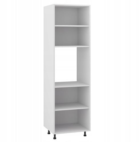 Küchenschrank Unterbau für Ofen 60/207 mit verstellbaren Füßen - zwei Einlegeböden - zur Selbstmontage - ideal für den Einbau eines Ofens - flexibel, langlebig und funktional für jede Küche - Weiß