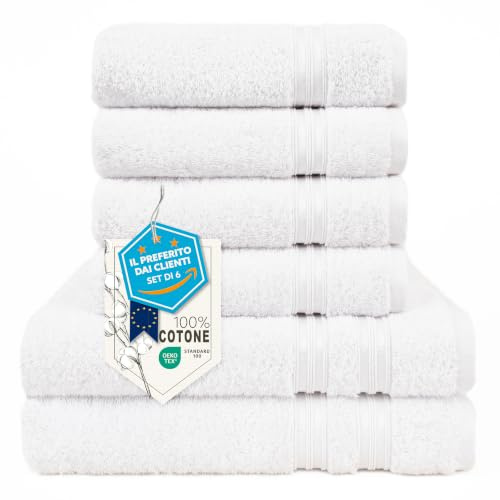 Hammetex Handtuch Set 6 teilig, 2 Badetücher 70x140 + 4 Handtücher 50x100 | 100% Baumwolle Frottee, OEKO-TEX zertifiziert, weich & saugstark, mit Aufhänger, Duschtuch & Handtuch für Badezimmer