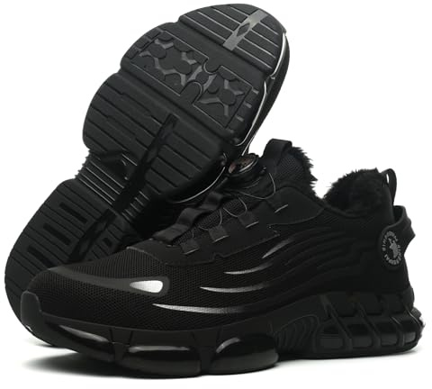 QINGRUIPAI Winter Sicherheitsschuhe Herren Arbeitsschuhe Damen Warm Gefüttert Stahlkappenschuhe rutschfeste Sicherheitsstiefel