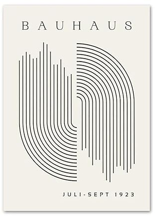 Baibexing Boho Abstrakte Bauhaus Linie Geometrie Nordic Poster Kunstdrucke Leinwand Malerei Schwarz Vintage Wand Bilder Wohnzimmer Wohnkultur A3 60X90Cm Kein Rahmen