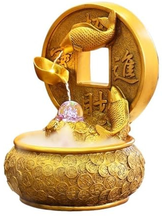 Desktop Fountain, Shan Shui Large Feng Shui Water Feature - Lucky Money Tree with Waterwheel, Prosperity Vase, and Wind Chimes for Business Opening Gifts and Store Decor. ，Decoration