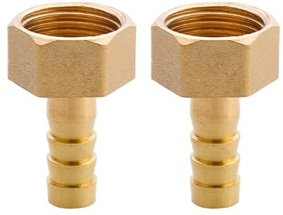 SEIWEI Conector de tubo de manguera con rosca hembra G de 1/2 x 10 mm, adaptador de acoplador de unión de cola de manguera con púas de latón, accesorios de conexión de manguera de jardín (2 piezas)