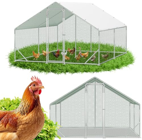 ISOISL Hühnerstall 3x4x2m Hühnerauslauf mit Schloss Verzinkter Stahl Kleintierstall Freigehege Vogelvoliere Außen für Hühnerkäfig Kleintiere Vogelkäfig