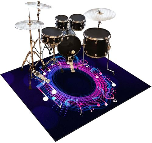 Drum Teppich Schlagzeug Teppich Schallschutz Teppich Schallschutzmatte 200 x 160 cm rutschfeste Trommel Teppiche Quadratische Drum Matte Schallschutzdecke für Bass Drum Snare Usw Schlagzeugteppich