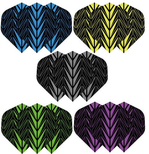 WLHGH Dart Flights, 5 Sets à 3 Stück, insgesamt 15 Premium PET Standard Dartflights für Soft und Steel-Tip Dartpfeile