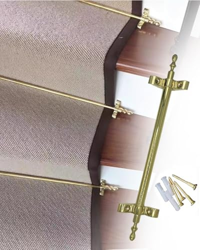 Oracra Aste per Tappeti per Runner per Scale, Aste di Fissaggio per Gradini in Legno, Eleganti Barre Tubolari in Ottone con Viti, Fermagli per Tappeti per Scale per Decorazioni Interne(1pc,20in/51cm)
