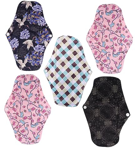 FRCOLOR 5piezas Toallas Sanitarias Lavables Compresas Menstruales Reutilizables Esterilla De Lactancia Fibra De Bambú Talla