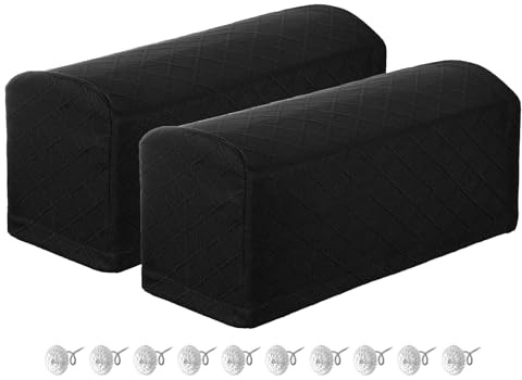 QUARKZMAN 2 Stück Armlehnenschoner Sofa, Rautenmuster Armlehnenbezug für Armlehnen weiche Armlehnenkissen Zuhause Büro Elbow Discomfort - Schwarz
