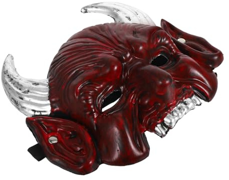 Hemobllo Masque De Démon Pour Halloween Avec Cornes Masque Facial Effrayant De Diable Accessoire De Costume De Cosplay Pour Adultes Et Adolescents