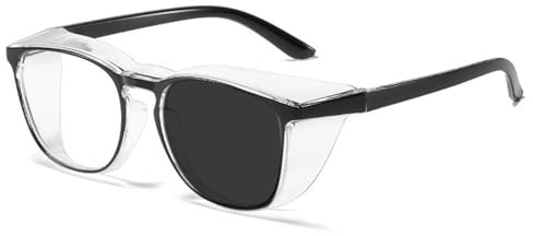 TAIOYHD Light Sensitivity Safety Glasses – Wraparound Blue Light Blocking, Anti-Pollen & Anti-Fog Protective Eyewear, Unisex Large Frame (Indoor/Outdoor)(Black)