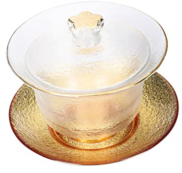 DONFAMDS Bol à Thé Chinois en Verre Cristal, Set 1 Pièce, Facile à Tenir