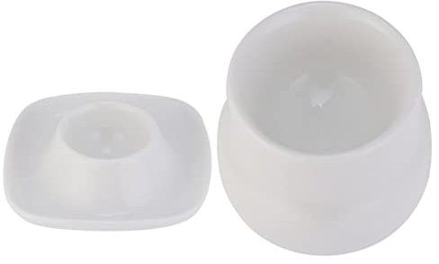 TOPBATHY 2 Piezas Huevera de Cerámica Soporte para Huevos Estable Utensilios de Cocina Cerámica Blanca Organizador de Huevos para Hogar