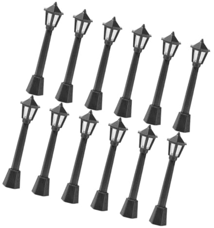 Kisangel Lampioni Miniature Da Giardino 12 Pezzi 8cm in Plastica Per Decorazione Casa Delle Bambole e Micro Paesaggio, Modellini Lampioni Stradali Per Ragazzo Ragazza e Accessori Fai Da Te