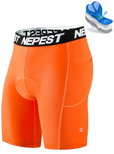 Nepest Cycling Underwear for Men Bike Shorts 4D Padded Anti-Slip Leg Grips | Mountain Bike Liner with Padding, 4-Way Stretch, 2 Side Pockets, Moisture-Wicking, Breathable, Lightweight, Quick Dry, Biking