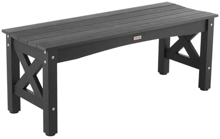 VEVOR Panca da Giardino Lunghezza 113 cm in Plastica per Esterni, Capacità di Carico 272 kg, Panchina da Cortile 1130 x 400 x 435 mm, Panca per Parco, Cortile, Giardino, Nero
