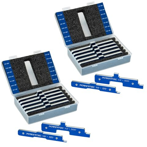 POWERTEC Router Setup Blocks Woodworking 7PC Set, Router Depth Gauge, Aluminum Routers Setup Bars, Spacer Blocks, Height Gauge Set for Table Saw, Band Saw, Measuring Bars, 2 Sets, 71579-P2