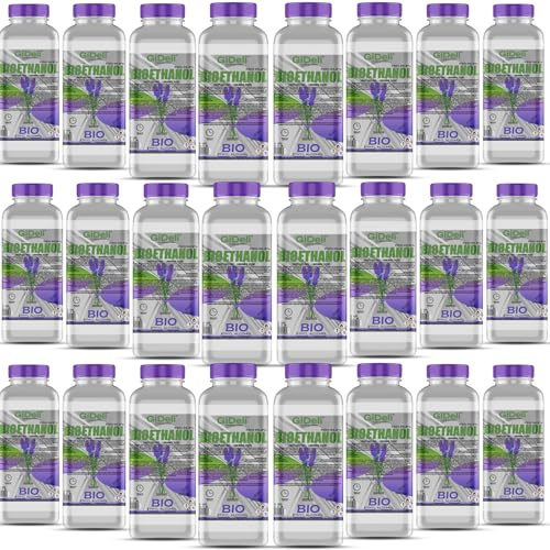 GiDeli Bioetanol 24 x 1 l aroma lavanda 96,6% etanol para chimeneas interiores y exteriores, sin humo ni hollín, de maíz y remolacha azucarera