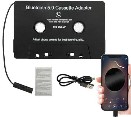 Genérico Adaptador De Audio De Cinta para Automóvil - Receptor De Cassette Inalámbrico 5.0, Reproductor De Escritorio De Alta Fidelidad | Transmisión De Música Móvil, Función De Soporte De Llamadas