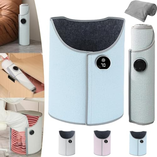 Chauffe pieds et jambières pliable à placer sous le bureau avec couverture douce 5 vitesses Chauffage électrique portable Pour le bureau et la maison(Blue)