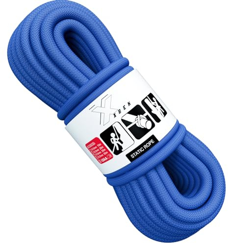 X XBEN 27.3KN Statisches Seil, Statikseil Nylonseil, Blau, 10M | 10 mm, UIAA-Zertifiziert, Hohe Tragfähigkeit, Abriebfestigkeit, für Outdoor Wandern Bootstauwerk Ankertauwerk Hebezeug